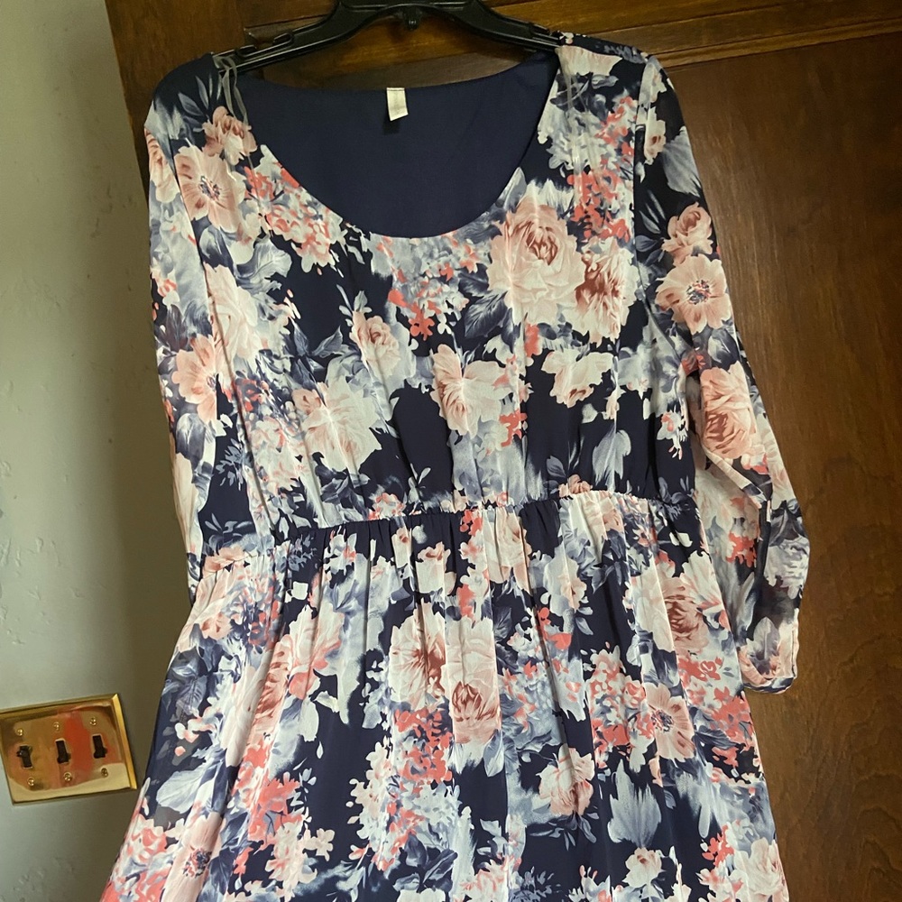 Pinkblush pink and navy floral maternity dress